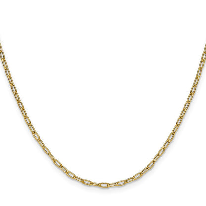 14K Gelbgold 2.2mm Halbmassiv Abgeschrägt Büroklammer Halskette
