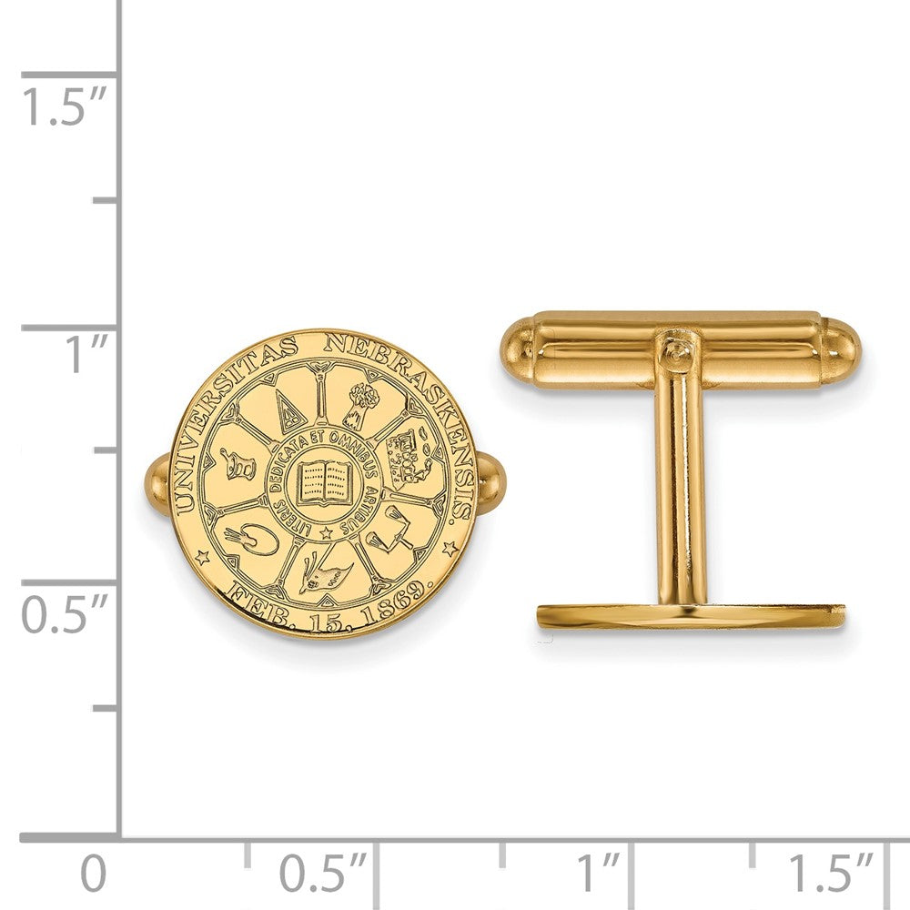 14K Gelbgold Gold Logoart University Of Nebraska Wappen Manschette Knöpfe