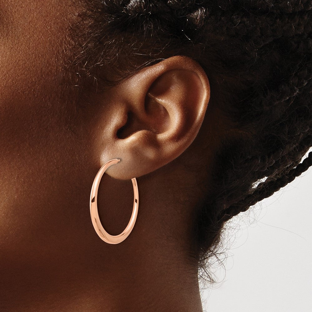 14K Roségold Poliert Creole Ohrstecker