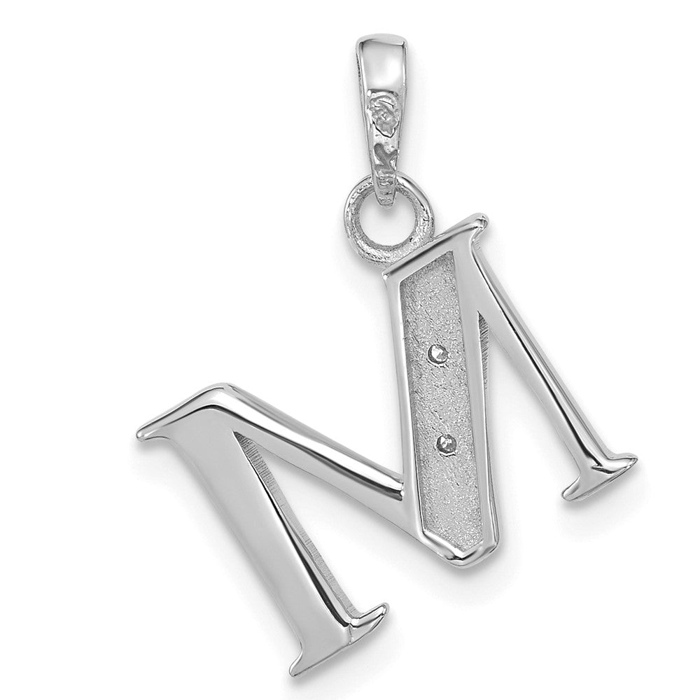 14K Weißgold Diamant-Initialanhänger Buchstabe M