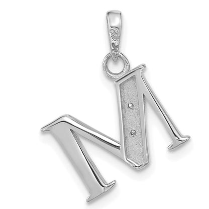 14K Weißgold Diamant-Initialanhänger Buchstabe M