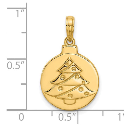 14K Gelbgold polierter Weihnachtsbaum-Ornament-Anhänger