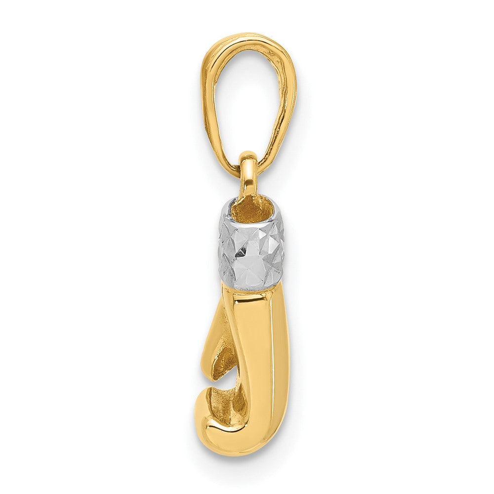 14K Gelbgold und Rhodium Diamantgeschliffener Boxhandschuh-Anhänger