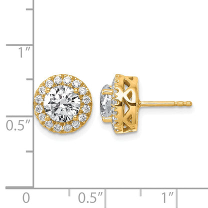 14K Gelbgold Ohrstecker mit rundem Halo, 2,5K zertifizierten, im Labor gezüchteten Diamanten, VS/SI+ G+