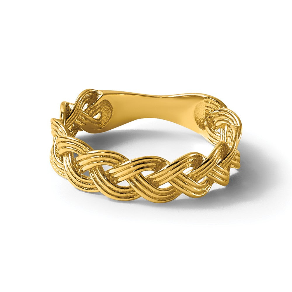 14K Gelbgold Polierter Fancy-Geflochtener Ring, Größe 7
