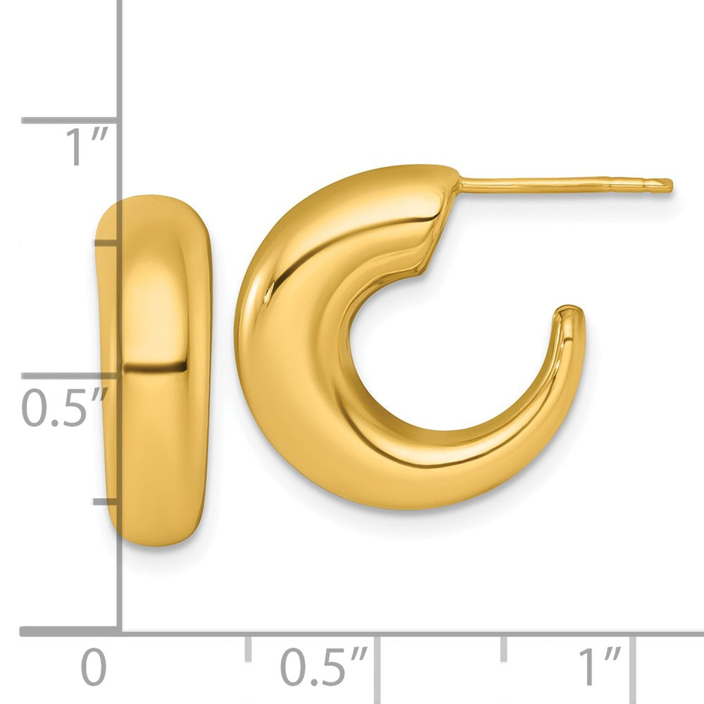 14K Gelbgold Poliert Verjüngt Hohl C-hoop Ohrstecker