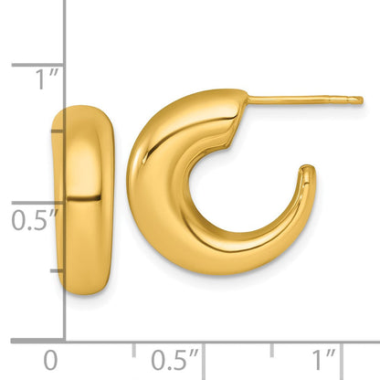 14K Gelbgold Poliert Verjüngt Hohl C-hoop Ohrstecker