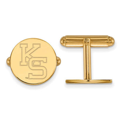 14K Gelbgold Gold Logoart Kansas State University K-s Manschette Knöpfe