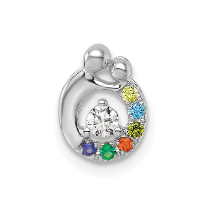 14K Weißgold 6 Echt Geburtsstein und Diamant. Mutter/child Kette Anhänger