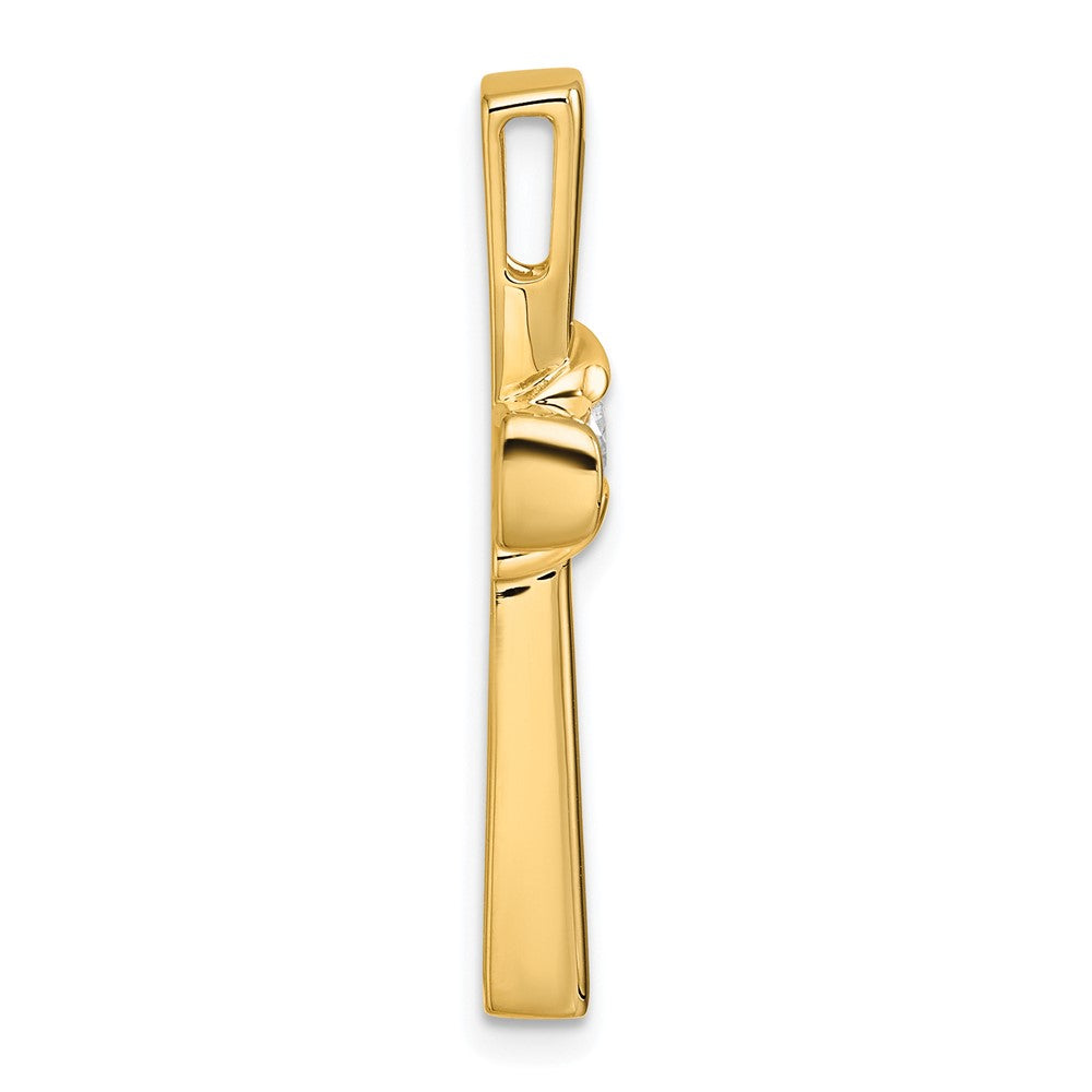 14K Gelbgold Poliert 1/6 Karat Diamant Kreuz Kette Anhänger