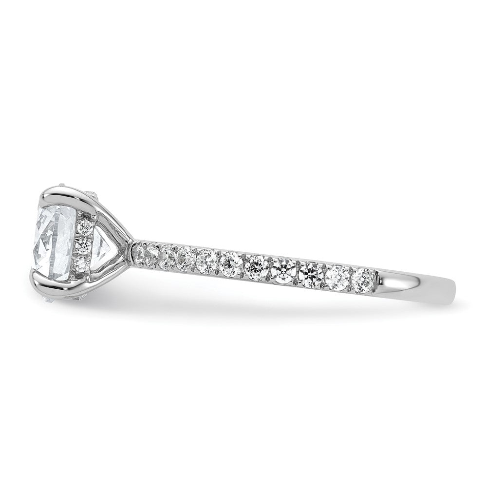 14K Weißgold Verlobungsring mit Solitär und Flair, 2K, zertifizierter im Labor gezüchteter Diamant, VS/SI+, G+, Rund