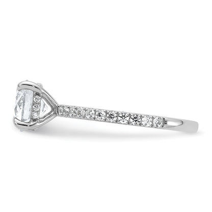 14K Weißgold Verlobungsring mit Solitär und Flair, 2K, zertifizierter im Labor gezüchteter Diamant, VS/SI+, G+, Rund