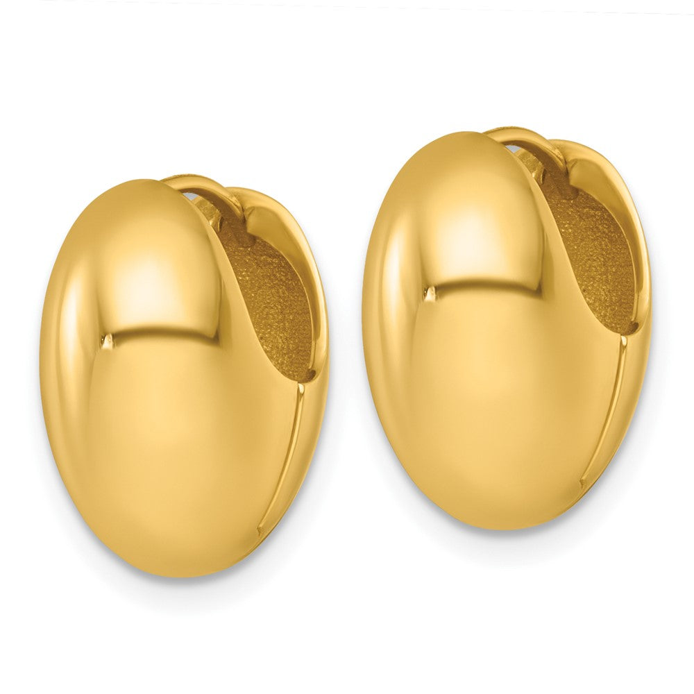 14K Gelbgold Poliert Gewölbt Oval Klappbar Creolen