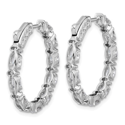 14K Weißgold Creolen mit im Labor gezüchteten Diamanten im Oval- und Rundschliff, "In and Out", 5 ct., VS/SI+ G+