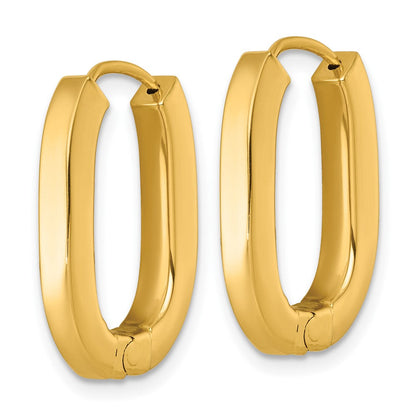 14K Gelbgold Poliert 3.25mm Oval Quadratisch Röhre Klappbar Creolen