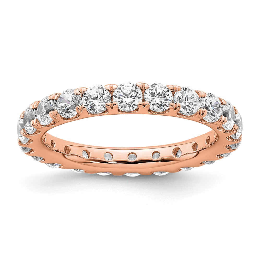 14K Roségold Poliert Größe 6 U-shared Krappen 2 Karat Diamant Komplett Memoire Ehering Ring