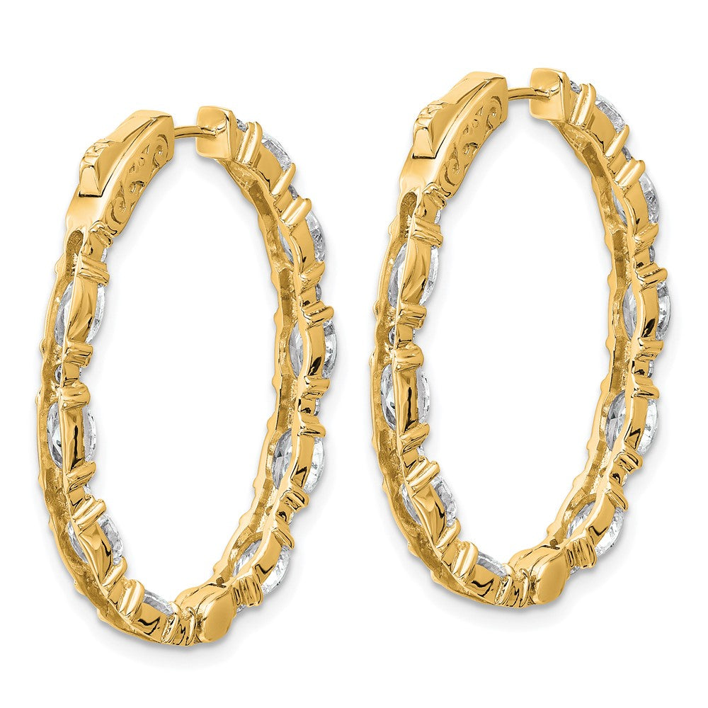 14K Gelbgold zertifizierte Creolen mit Oval- und Rundschliff-Diamanten innen/außen, VS/SI FGH
