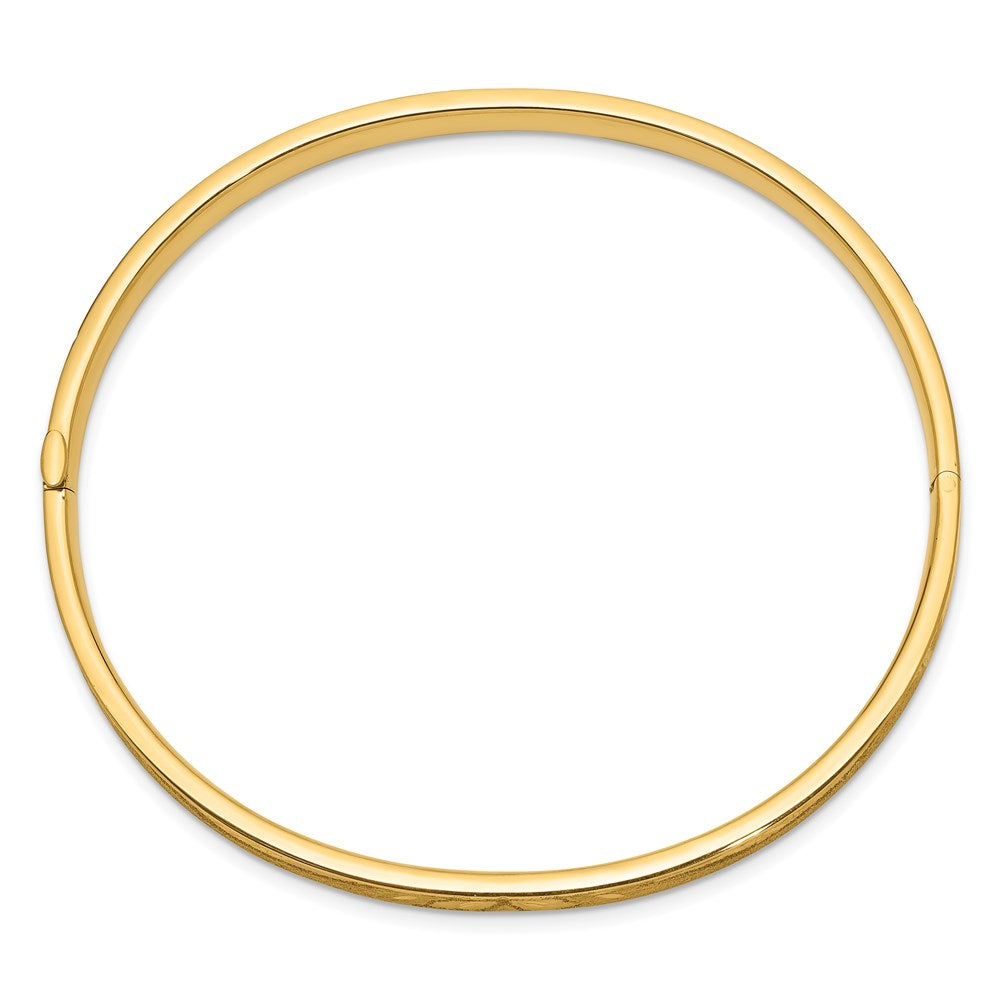 14K Gelbgold 3/16 Diamantiert Konkav 5.00mm Klappbar Oval Armreif Armband