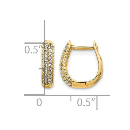14K Gelbgold Creolen mit Scharnier, zweireihig, 0,17 ct. Diamanten
