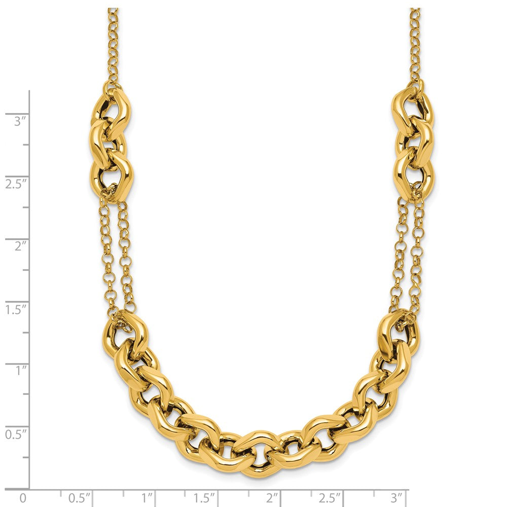 14K Gelbgold Poliert Fantasie Multi Glieder Kette 18 Zoll Halskette