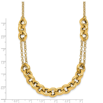 14K Gelbgold Poliert Fantasie Multi Glieder Kette 18 Zoll Halskette