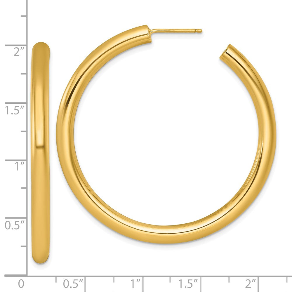 14K Gelbgold Poliert 4.0 X 50mm Röhre C-hoop Ohrstecker