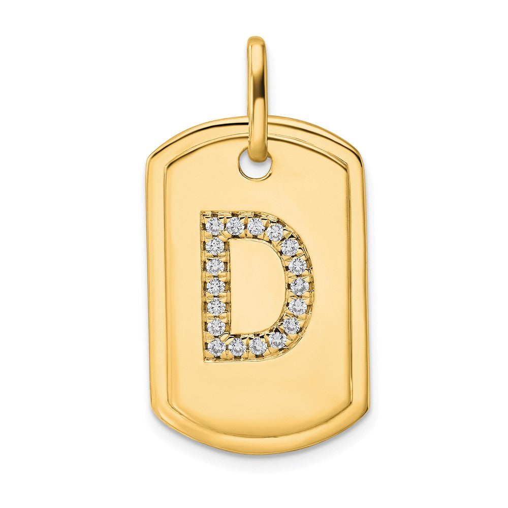 14K Gelbgold Diamant-Erkennungsmarken-Charm mit Initiale D