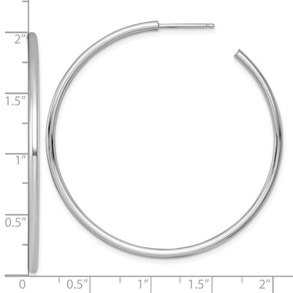 14K Weißgold Poliert 2.0 X 50mm Röhre C-hoop Ohrstecker