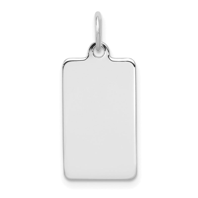 14K Weißgold Schlicht 17.1x10.5mm Rectangular Gravierbar Plättchen Charm