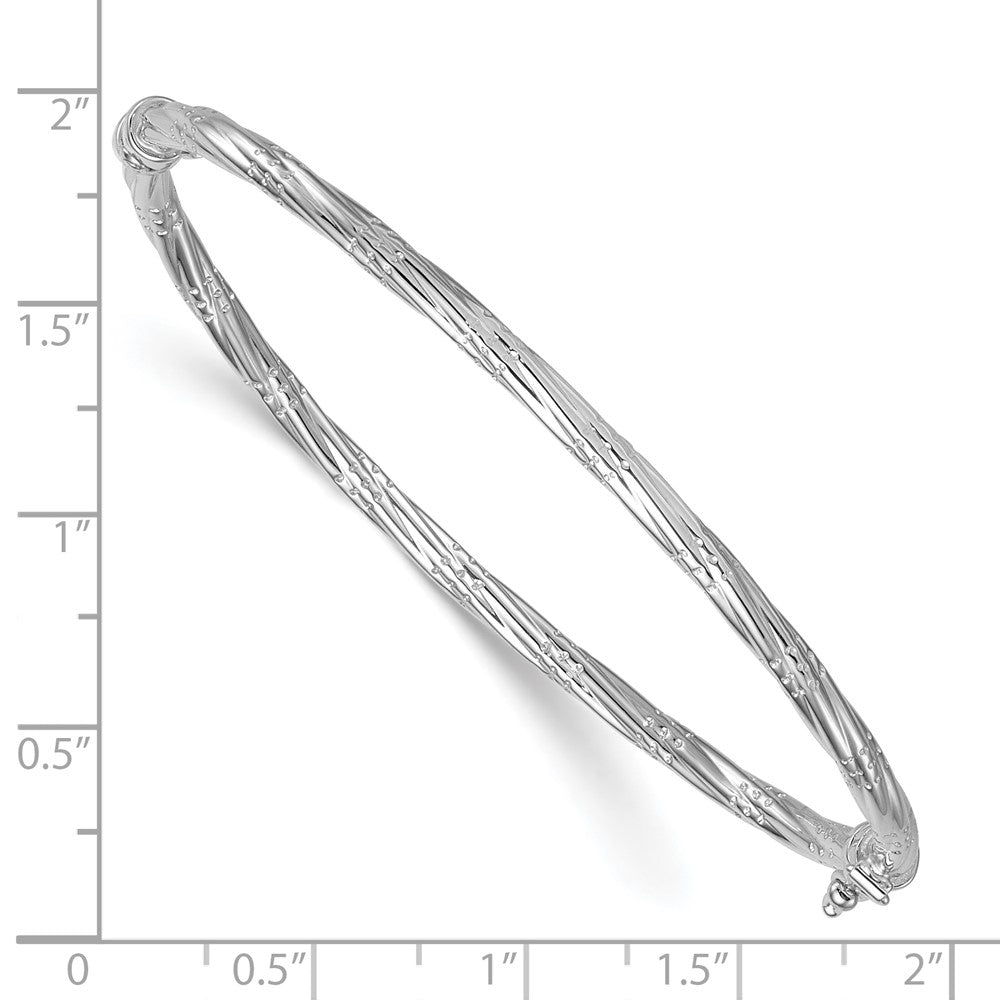 14K Gelbgold mit Rhodium Poliert und Strukturiert 2.90mm Gedreht Klappbar Oval Armreif Armband