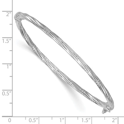 14K Gelbgold mit Rhodium Poliert und Strukturiert 2.90mm Gedreht Klappbar Oval Armreif Armband