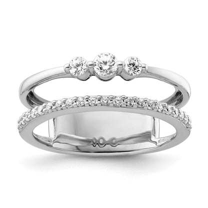 14K Weißgold Polierter Doppel-Diamant-Ehering Fashion-Ring