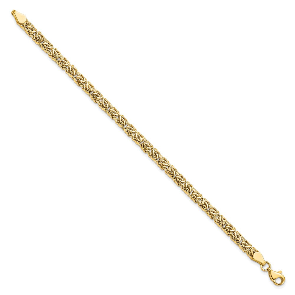 14K Gelbgold Poliert Byzantiner 7 Zoll Armband