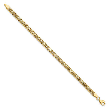 14K Gelbgold Poliert Byzantiner 7 Zoll Armband