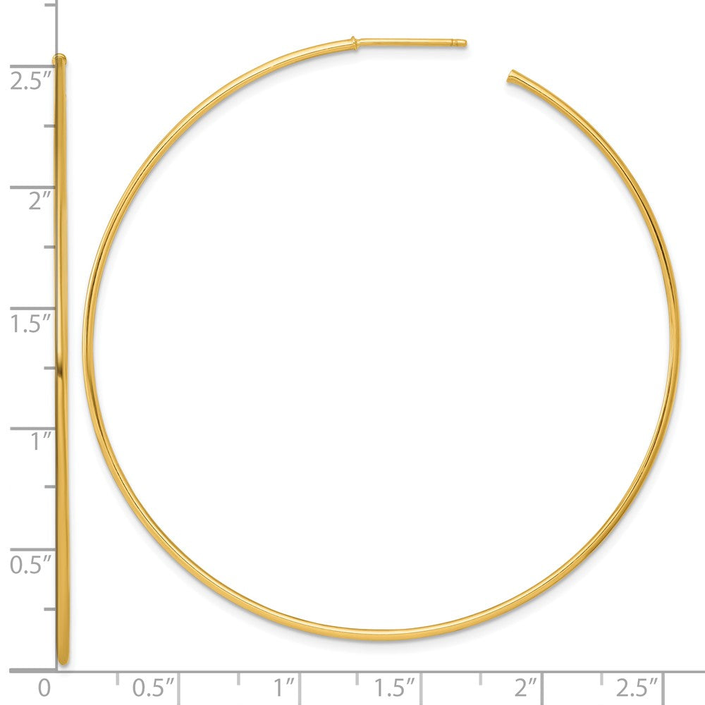 14K Gelbgold Poliert 1.2 X 65mm Massiv C-hoop Ohrstecker