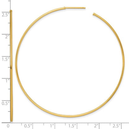 14K Gelbgold Poliert 1.2 X 65mm Massiv C-hoop Ohrstecker
