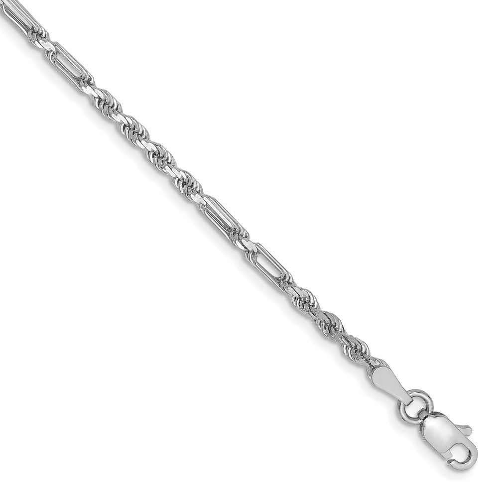 14K Weißgold 2.5mm Diamantiert Milano Kordel Gliederarmband