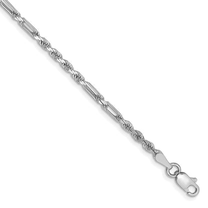 14K Weißgold 2.5mm Diamantiert Milano Kordel Gliederarmband