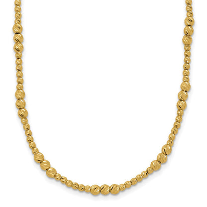 14K Gelbgold Diamantiert Gekugelt 18 Zoll Halskette