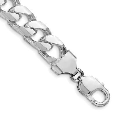 Sterlingsilber Rhodiniert 11mm Gewölbt mit Seite Diamantiert Panzer Gliederarmband