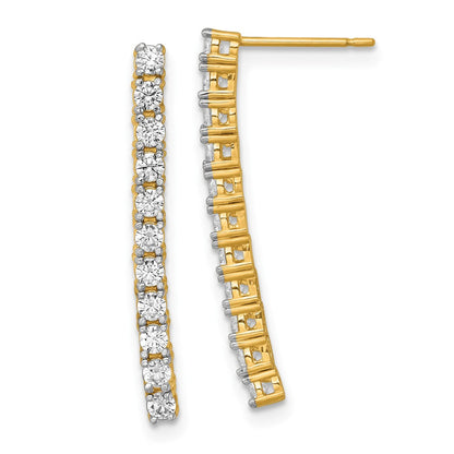 14K Gelbgold Poliert Zirkonia Stab Hängend Ohrstecker