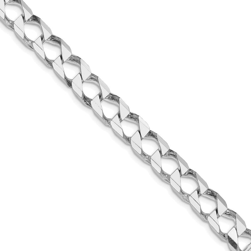 Sterlingsilber Rhodiniert 8.6mm Diamantiert Quadratisch Panzer 26 Zoll Kette