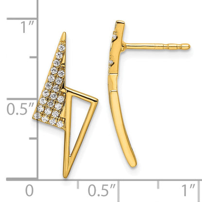 14K Gelbgold Ohrstecker mit poliertem geometrischem Dreieck-Design und 0,2 ct. Diamant