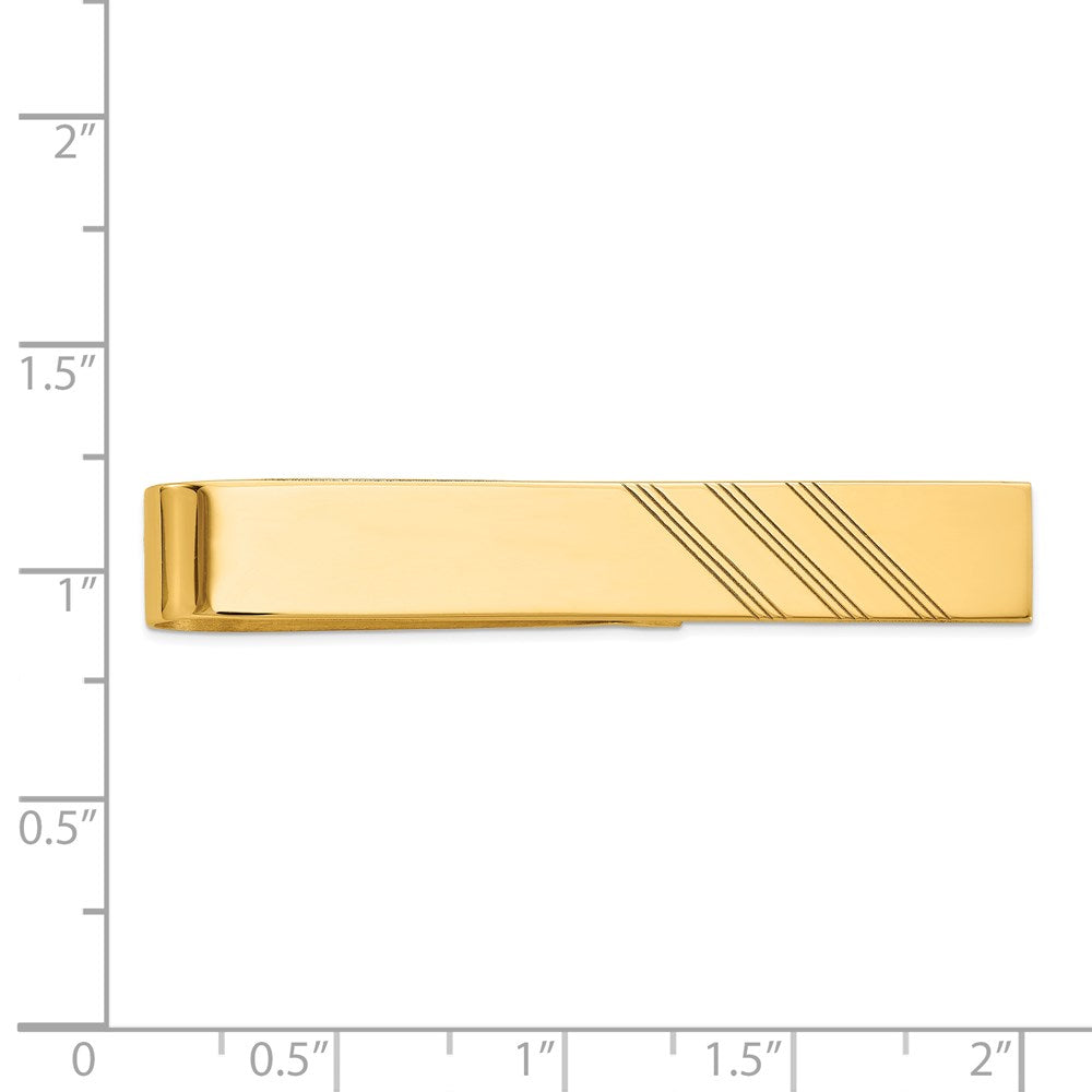 14K Gelbgold Herren Gerillt Gravierbar Krawatten Stab