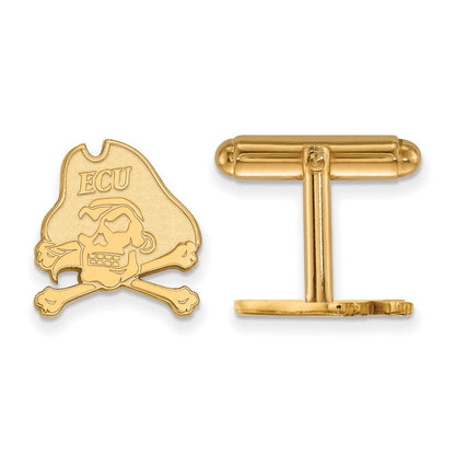 14K Gelbgold Gold Logoart Ost Carolina University Pirat Manschette Knöpfe