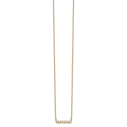 14K Gelbgold Poliert 1/4 Karat Diamant Stab 18 Zoll Halskette