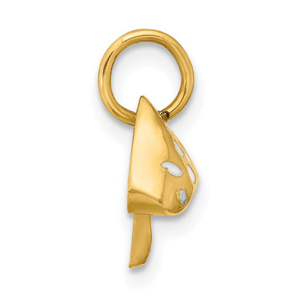 14K Gelbgold Emaillierter Geschwungener Fliegenpilz-Charm