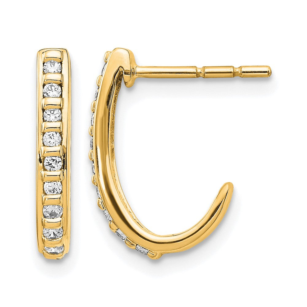 14K Gelbgold Diamant-J-Creolen mit Stecker, 0,2 ct