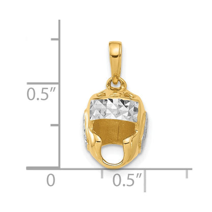 14K Gelbgold und Rhodium diamantgeschliffener Ringer-Helm-Anhänger
