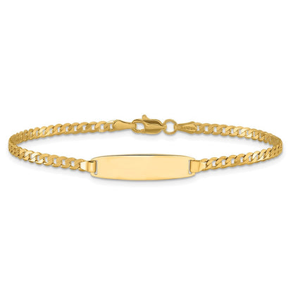 14K Gelbgold Poliert Massiv Kette/solid Platte Panzer Glieder 19.5x5.5mm Platte 8 Zoll Id Armband